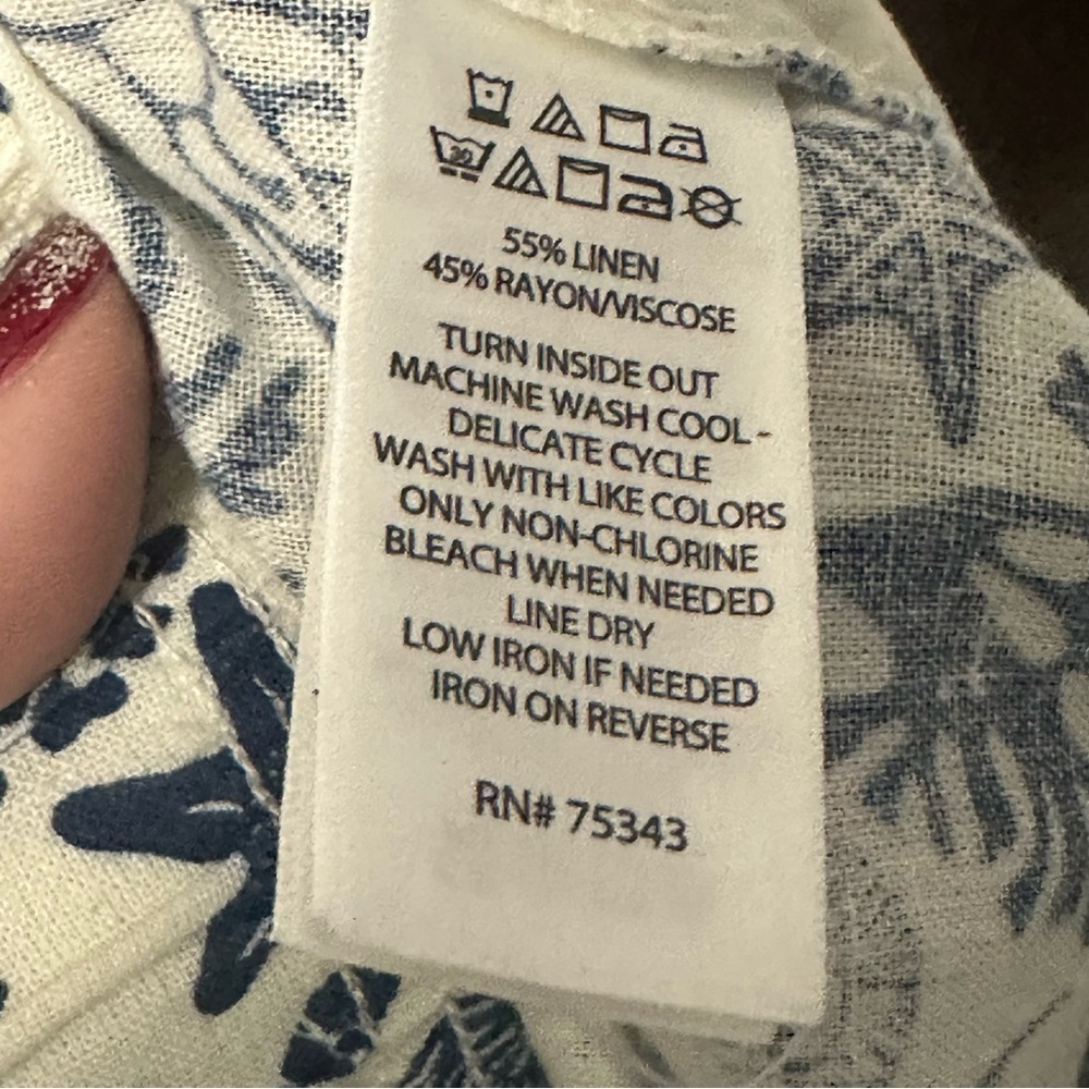 Sigrid Olsen Nautical Print Linen Blend Pants in‎ White & Navy Size Large VGUC - Picture 7 of 7